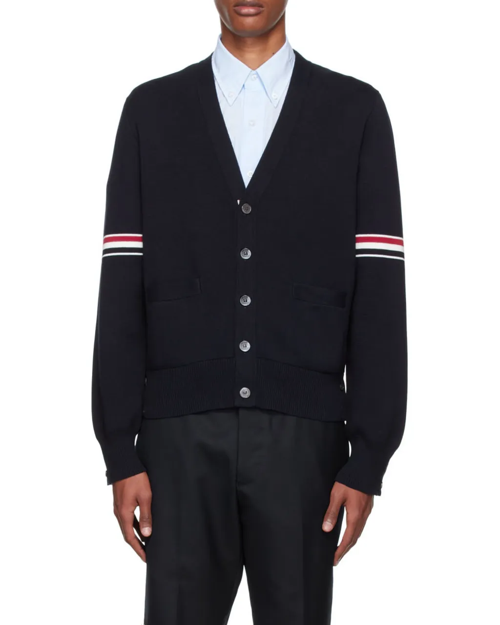 Stripe Detailed V-Neck Cardigan