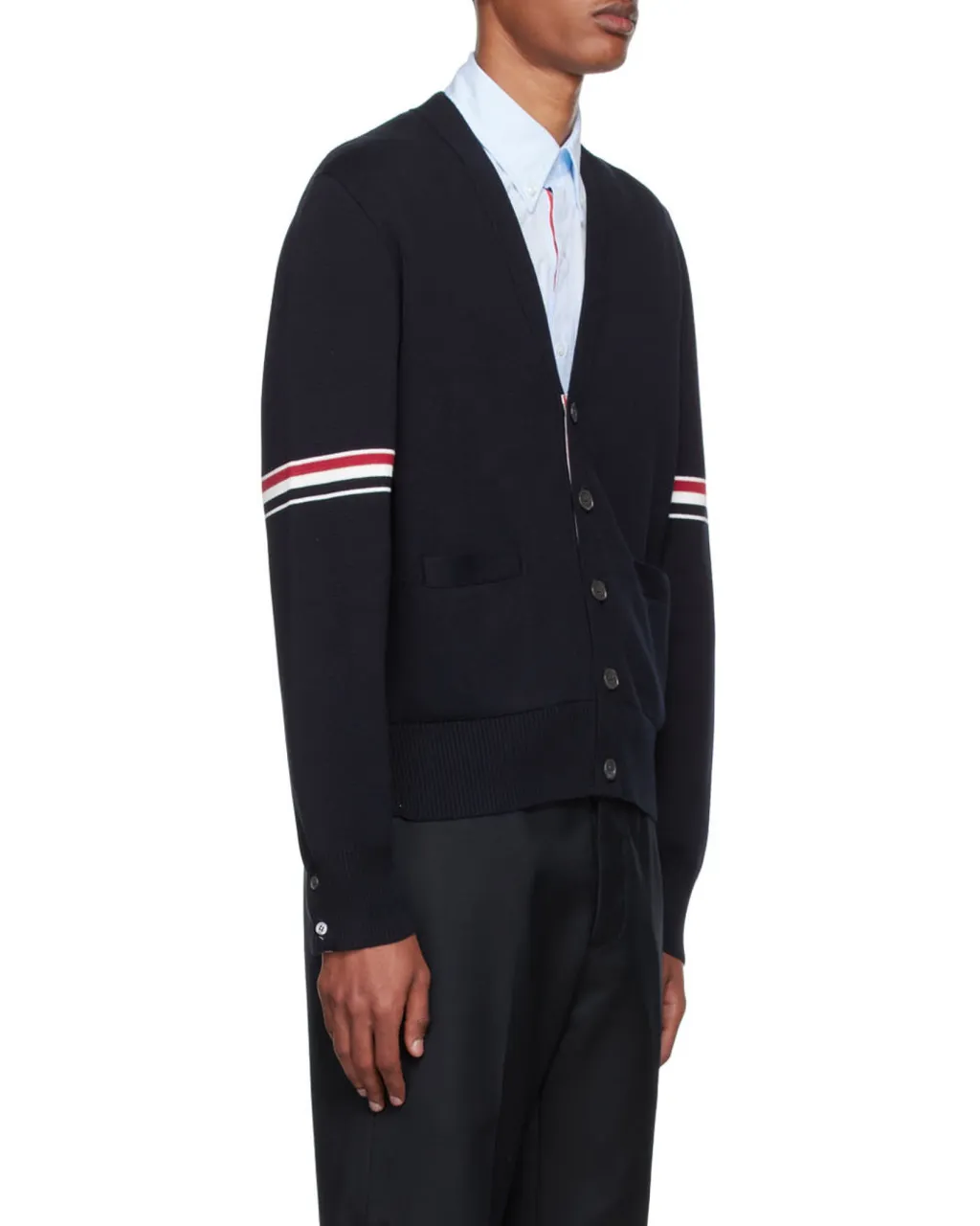 Stripe Detailed V-Neck Cardigan