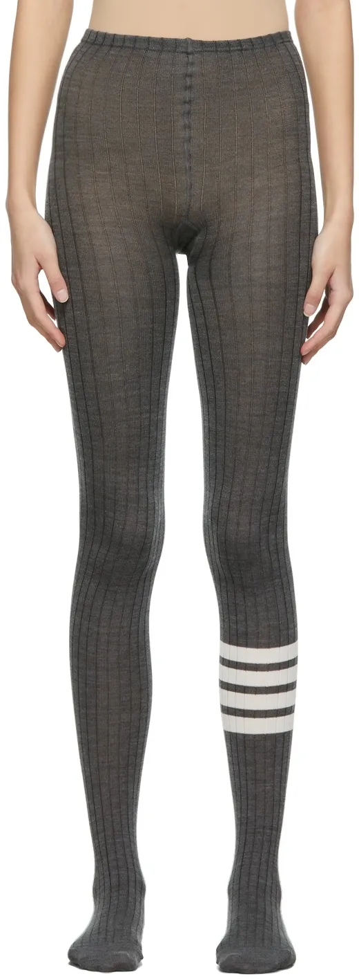 4 Bar Striped Ribbed Tights
