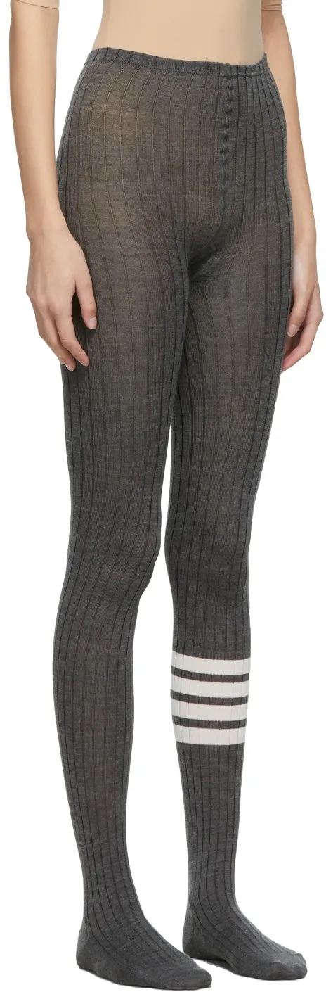 4 Bar Striped Ribbed Tights