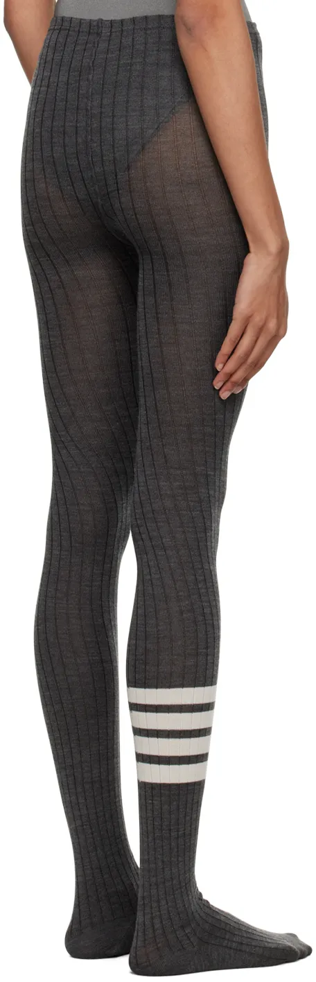 4 Bar Striped Ribbed Tights