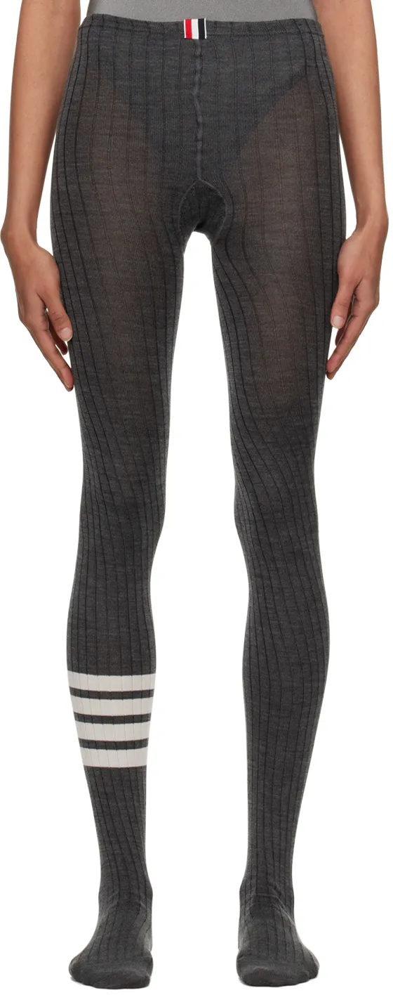 4 Bar Striped Ribbed Tights