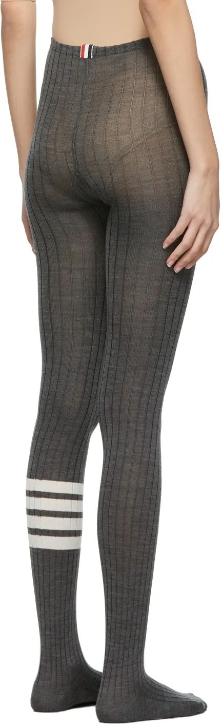 4 Bar Striped Ribbed Tights