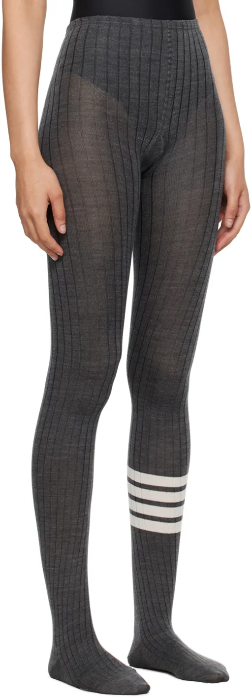 4 Bar Striped Ribbed Tights