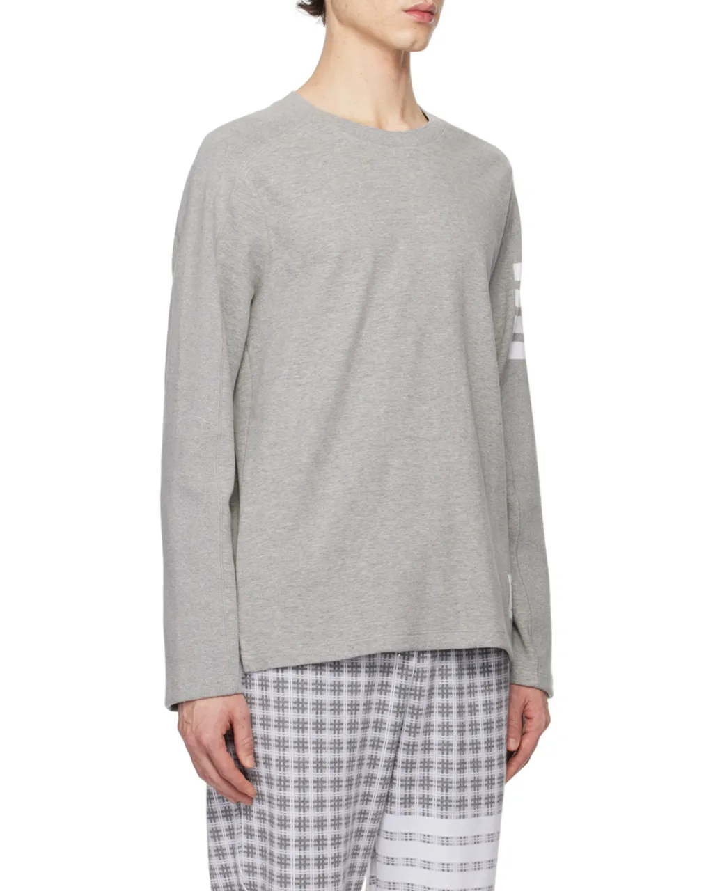 4-Bar Striped Crewneck Sweatshirt