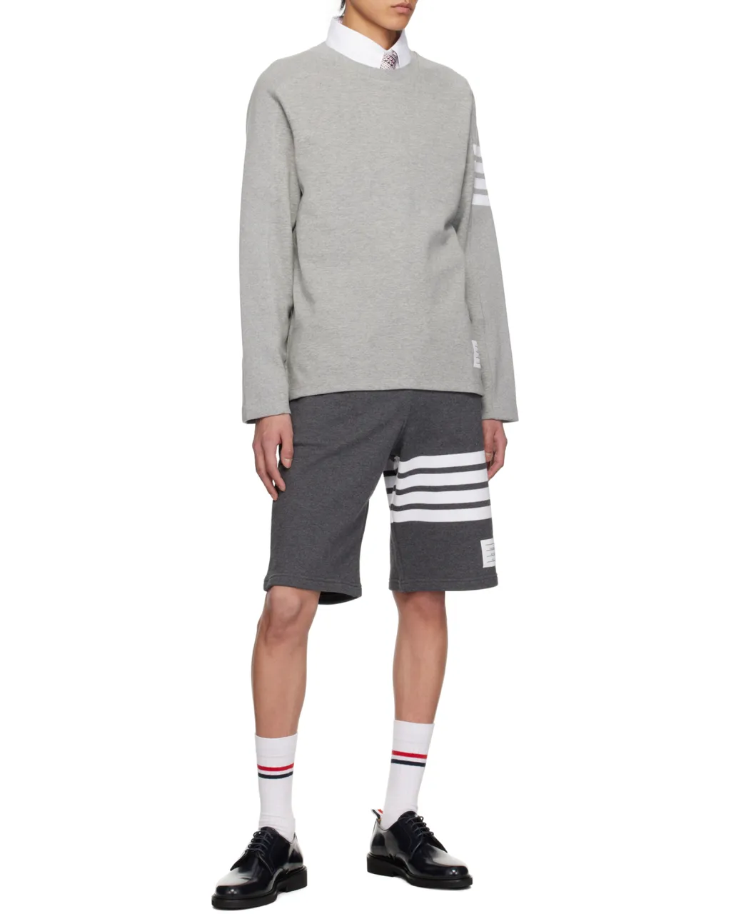 4-Bar Striped Crewneck Sweatshirt