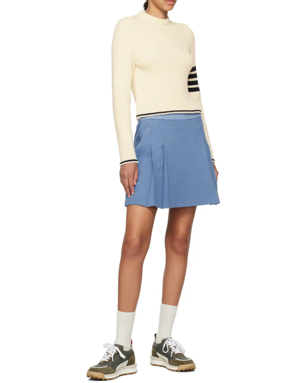 4-Bar Stripes Crewneck Cable-Knitted Jumper