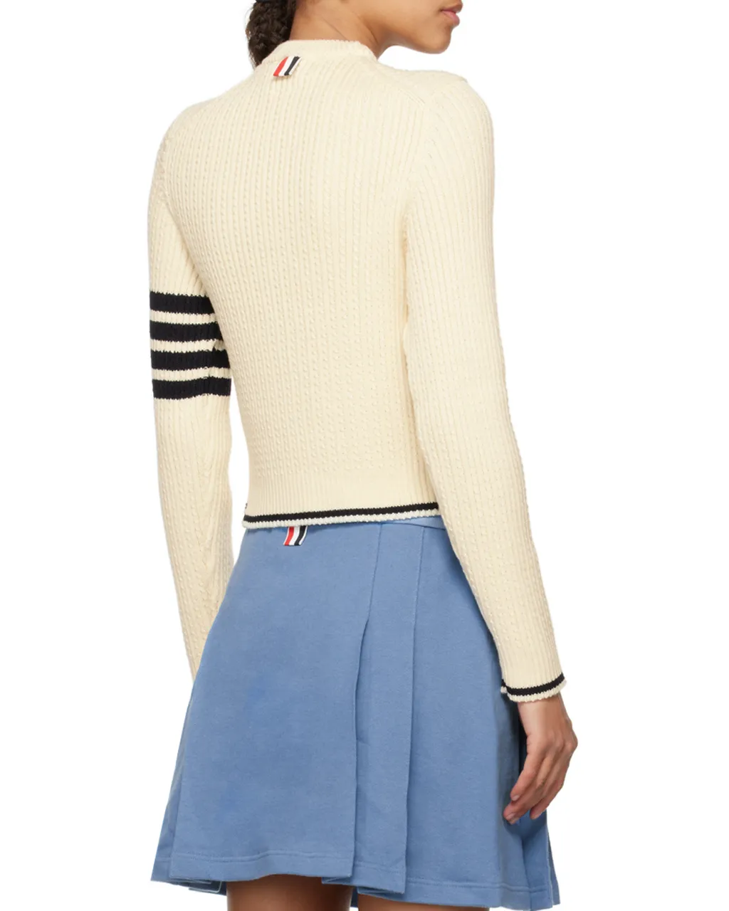 4-Bar Stripes Crewneck Cable-Knitted Jumper