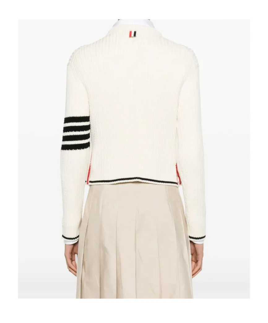 4-Bar Stripes Crewneck Cable-Knitted Jumper