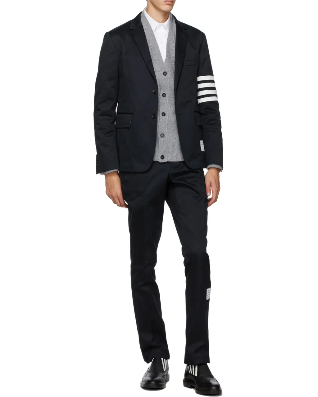 4-Bar Stripe Single-Breasted Blazer