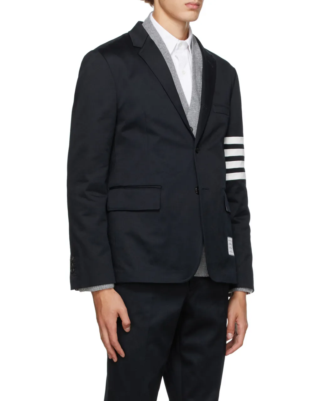 4-Bar Stripe Single-Breasted Blazer