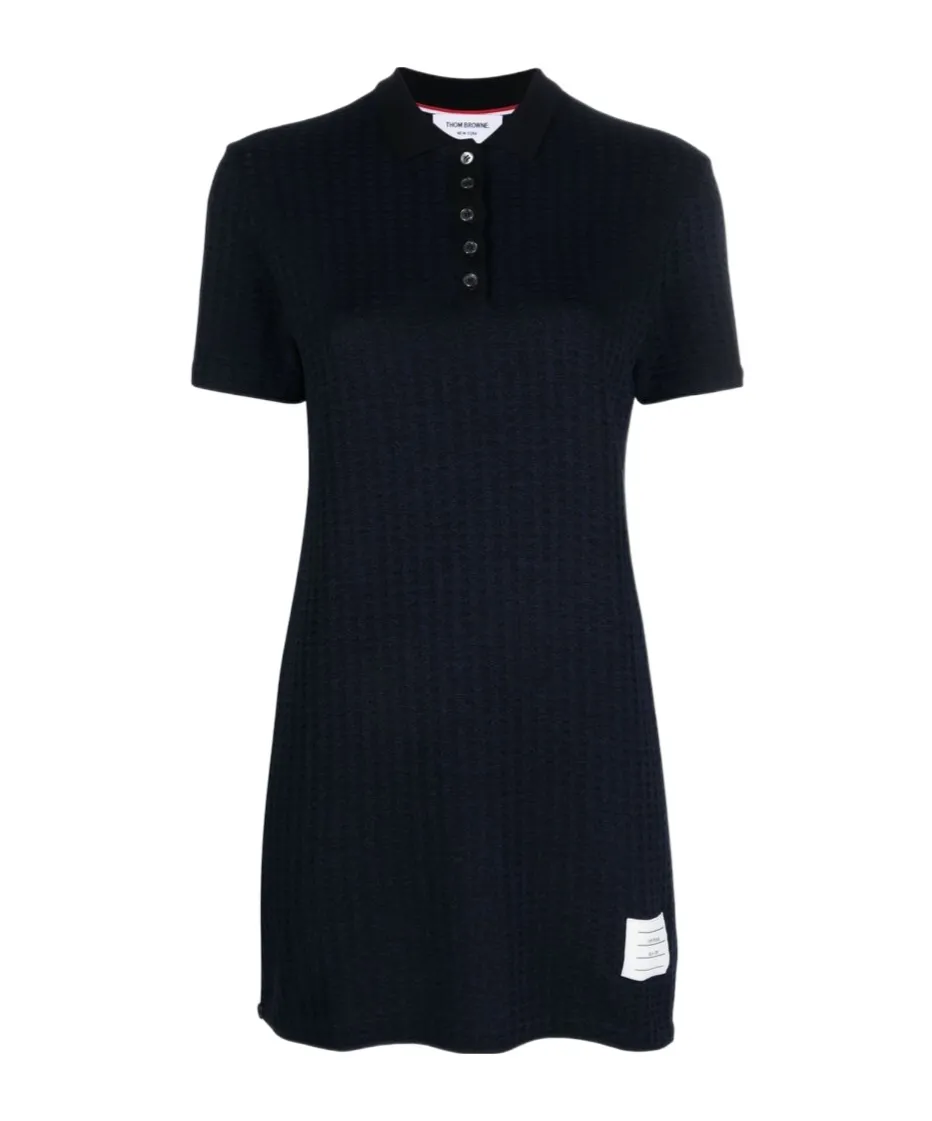 Checked Jacquard Short-Sleeved Polo Mini Dress