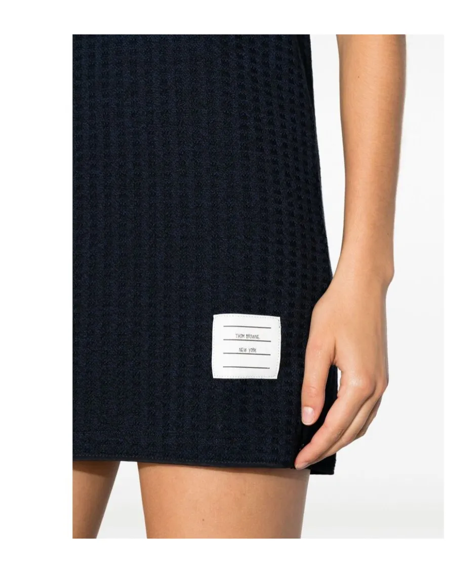 Checked Jacquard Short-Sleeved Polo Mini Dress
