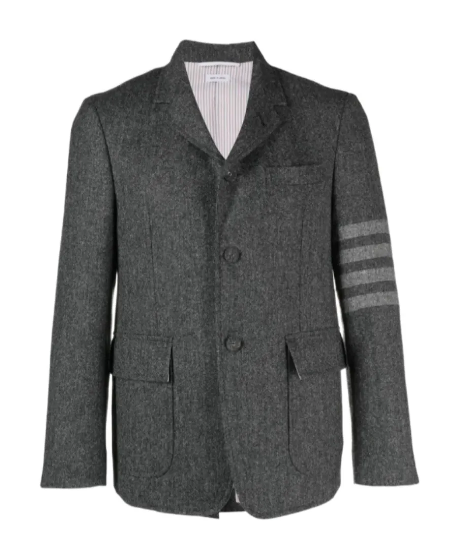 Stripe-Detailed Single-Breasted Tailored Blazer
