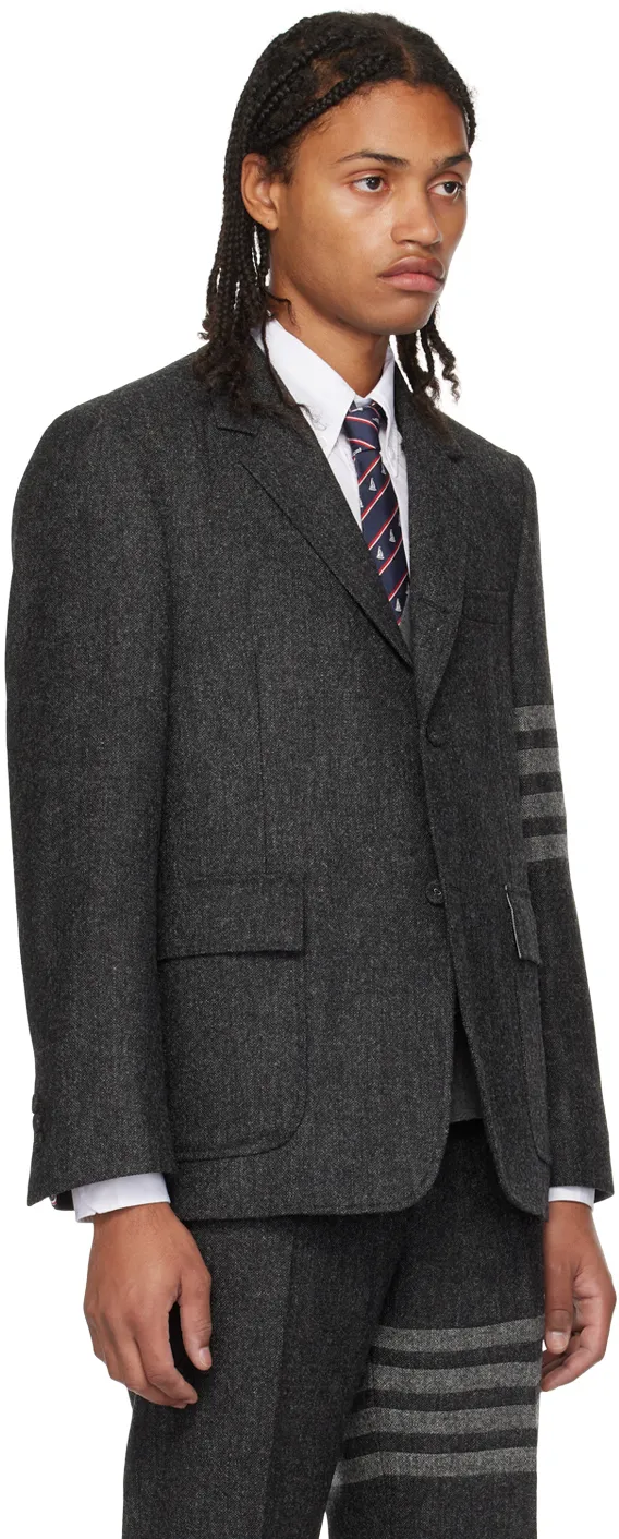Stripe-Detailed Single-Breasted Tailored Blazer