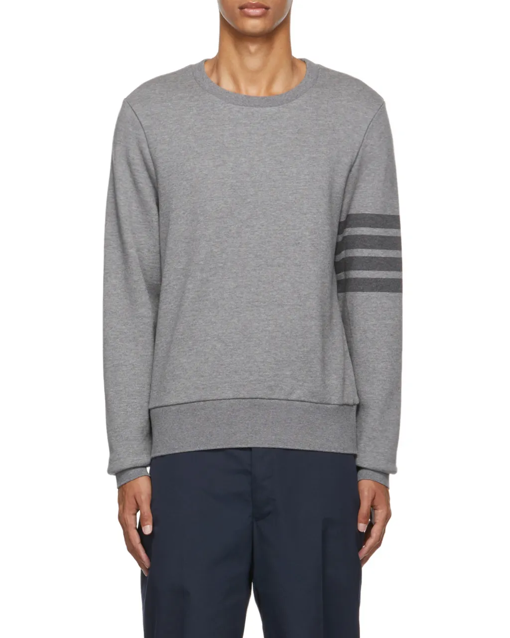 4-Bar Striped Crewneck Sweatshirt