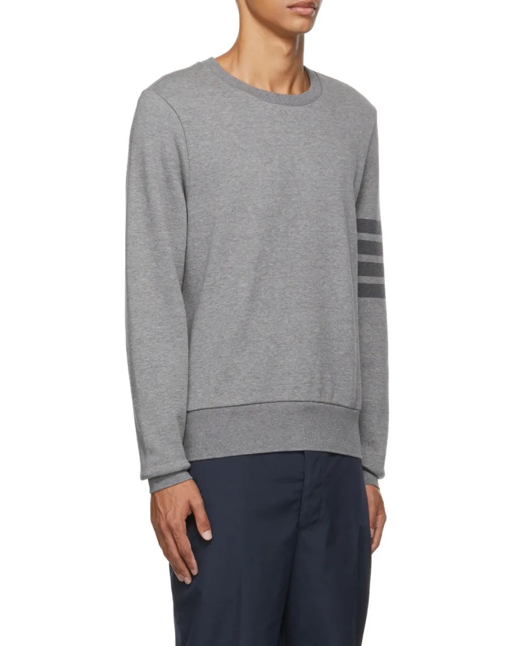 4-Bar Striped Crewneck Sweatshirt