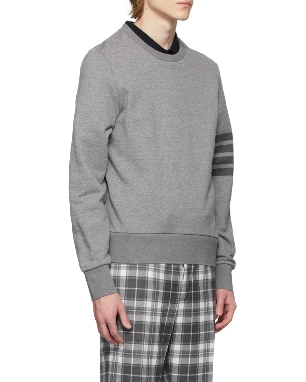 4-Bar Striped Crewneck Sweatshirt