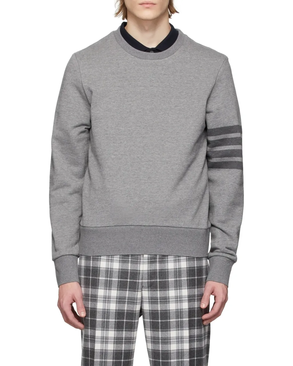 4-Bar Striped Crewneck Sweatshirt