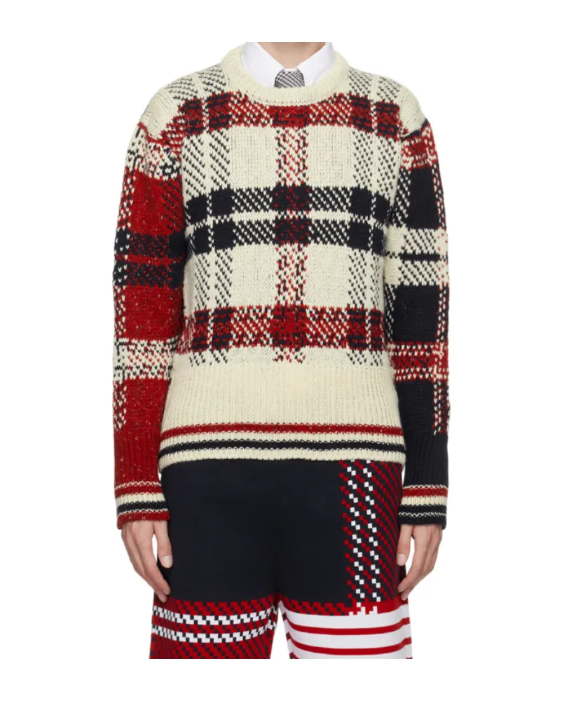 Check-Pattern Wool-Blend Jumper