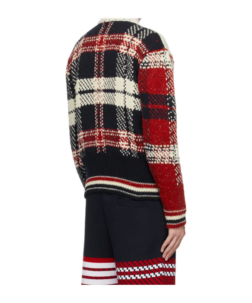 Check-Pattern Wool-Blend Jumper