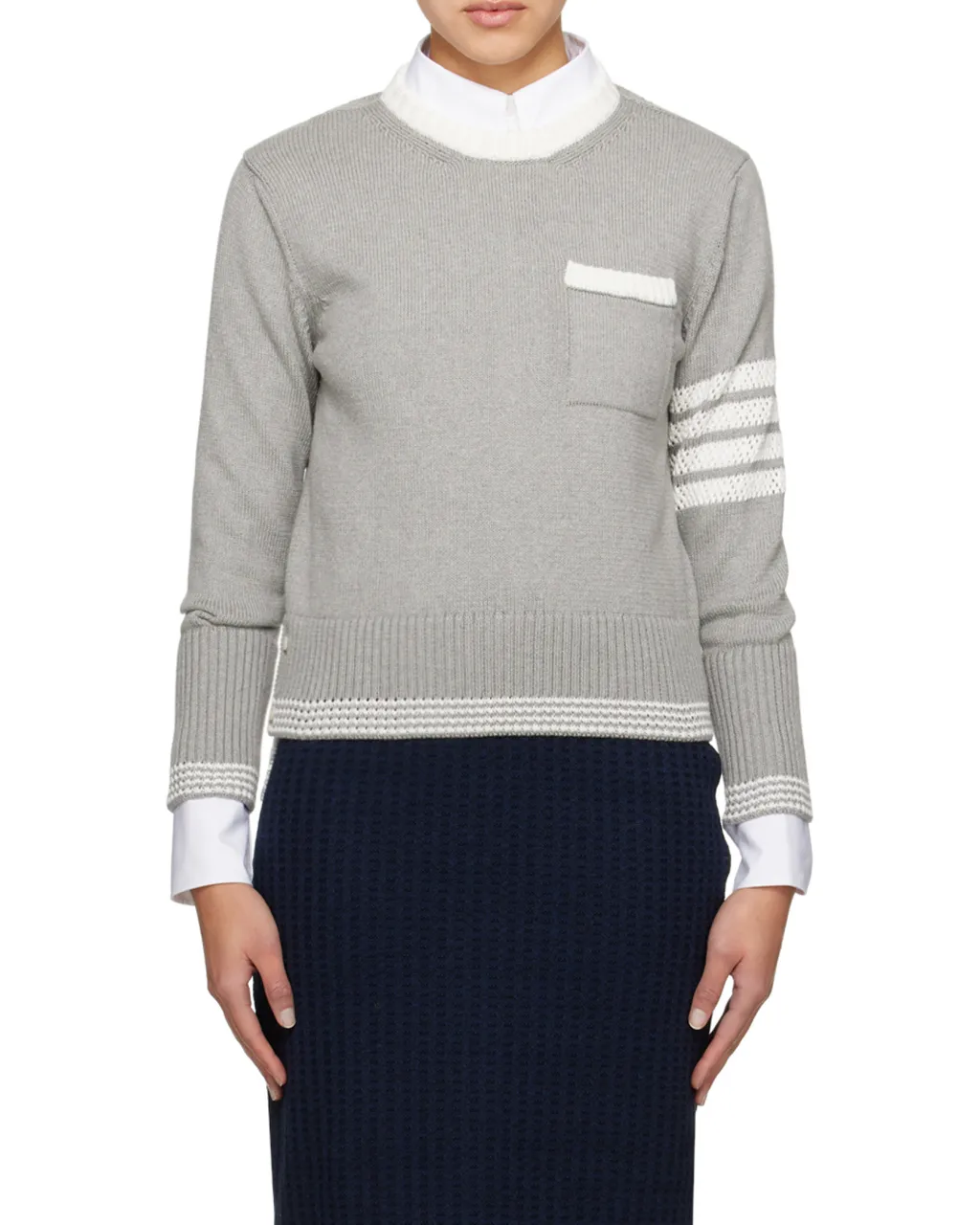 4-Bar Striped Crewneck Knitted Jumper