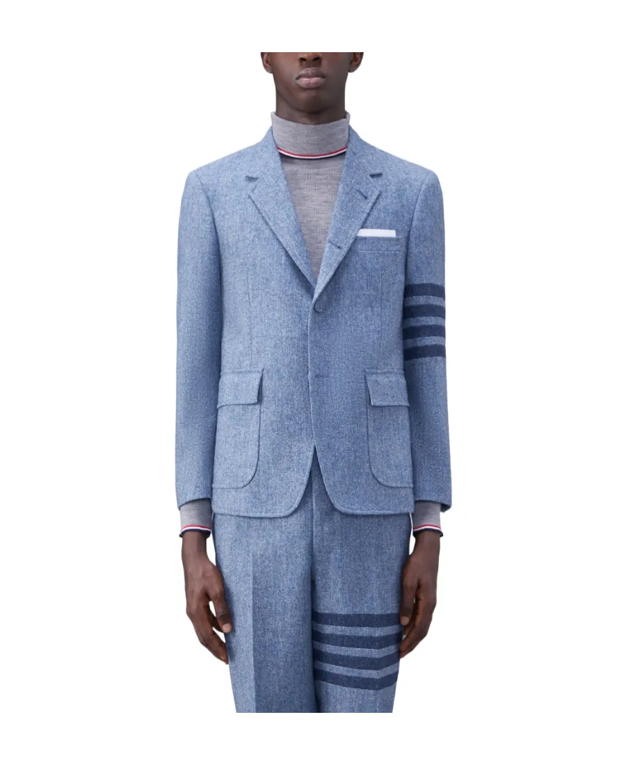 Stripe-Detailed Single-Breasted Tailored Blazer