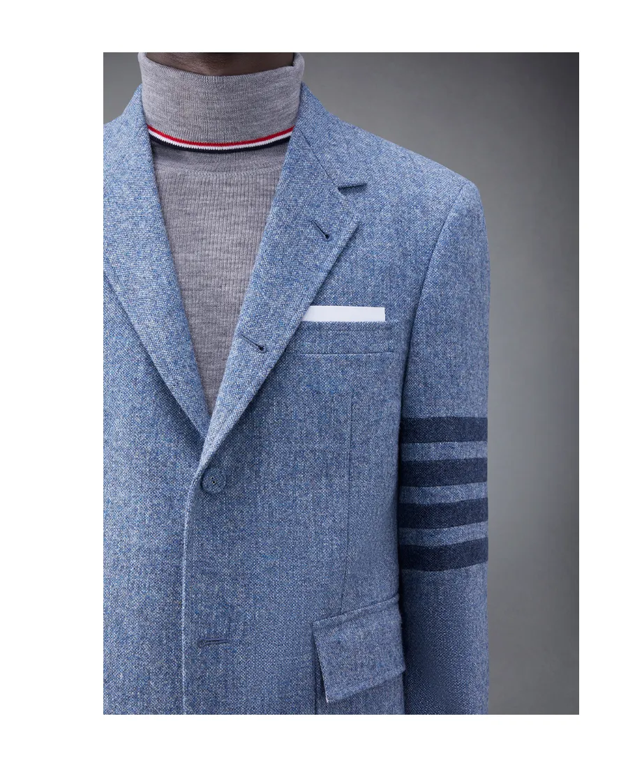 Stripe-Detailed Single-Breasted Tailored Blazer