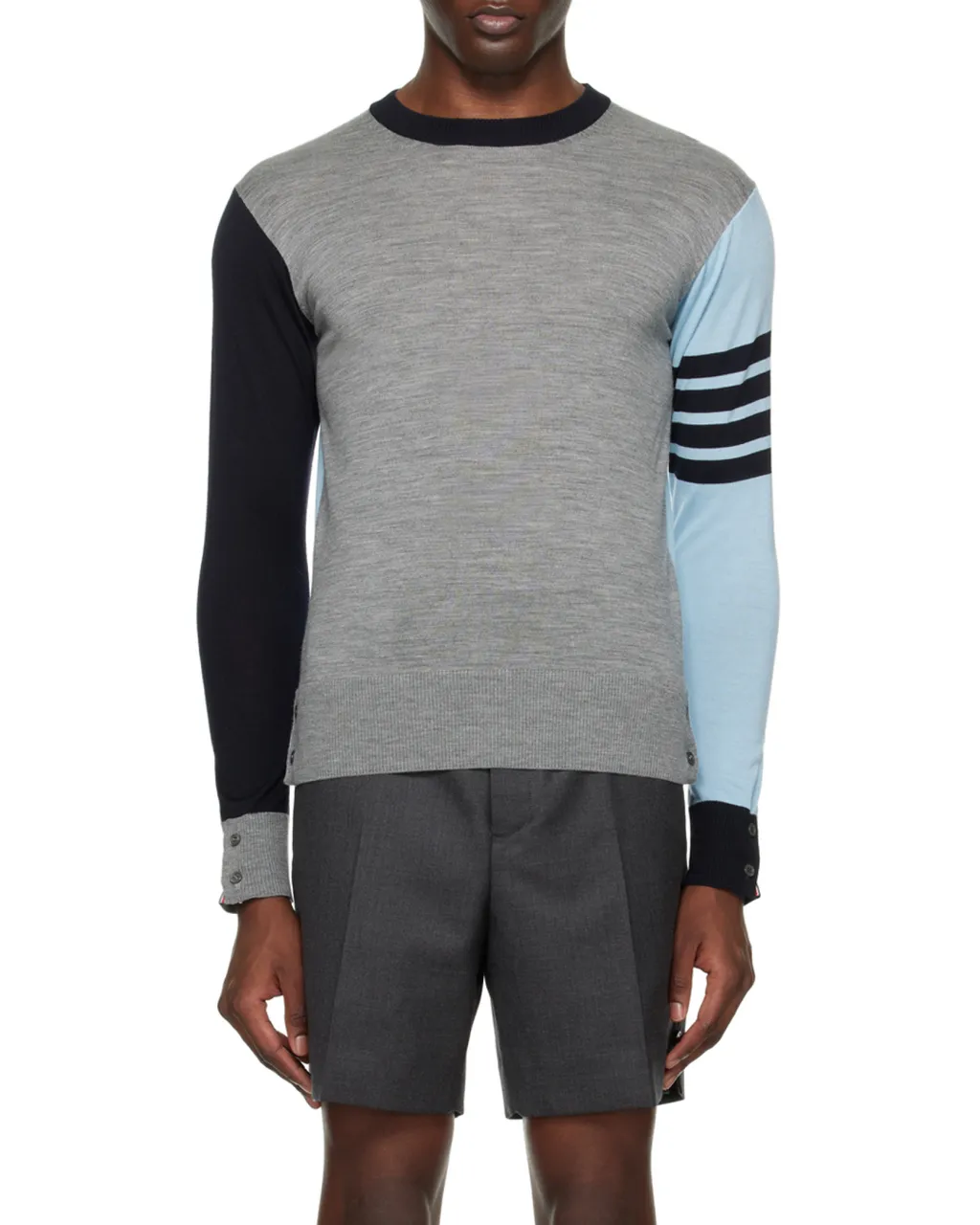 Contrast-Panelled Crewneck Jumper