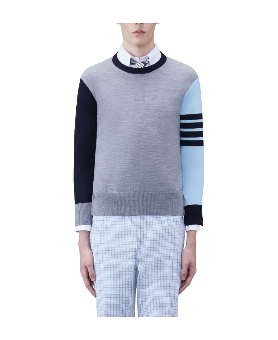 Contrast-Panelled Crewneck Jumper