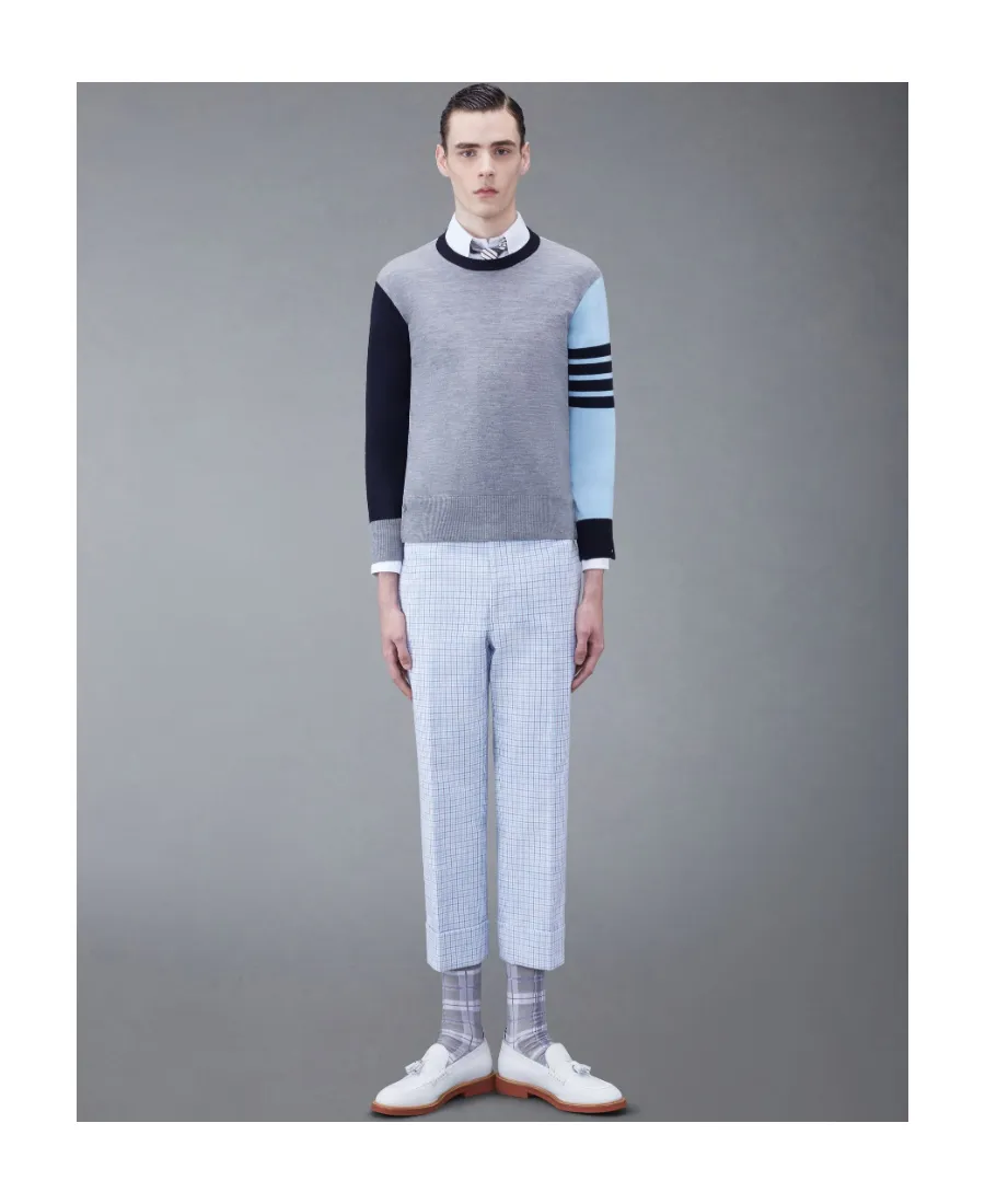 Contrast-Panelled Crewneck Jumper