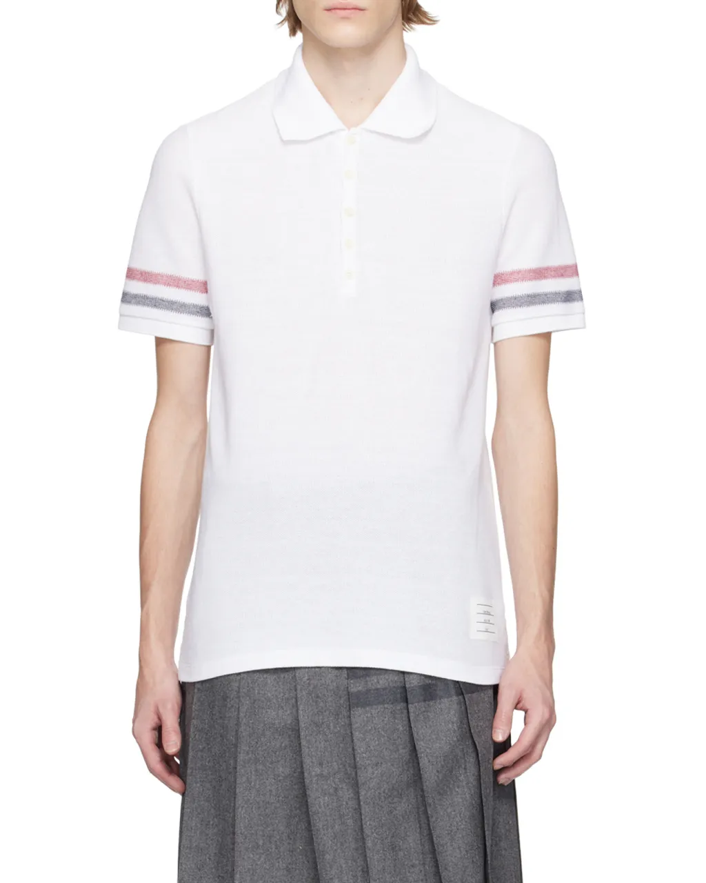 Logo Patch Striped Polo Shirt