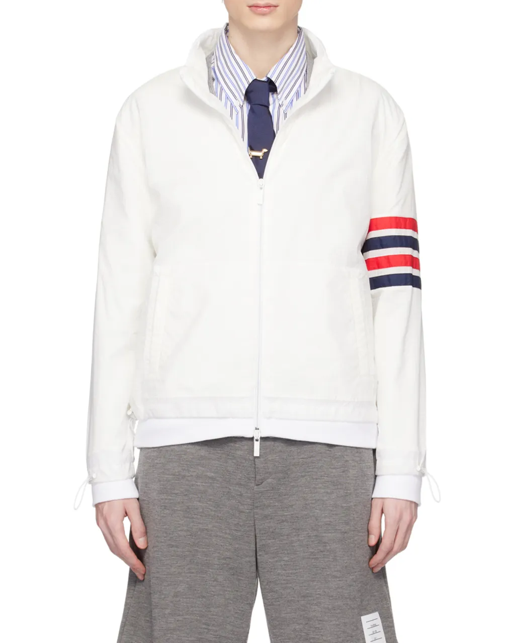 4-Bar Striped Zipped Ripstop Jacket