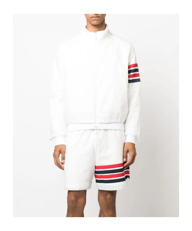 4-Bar Striped Zipped Ripstop Jacket