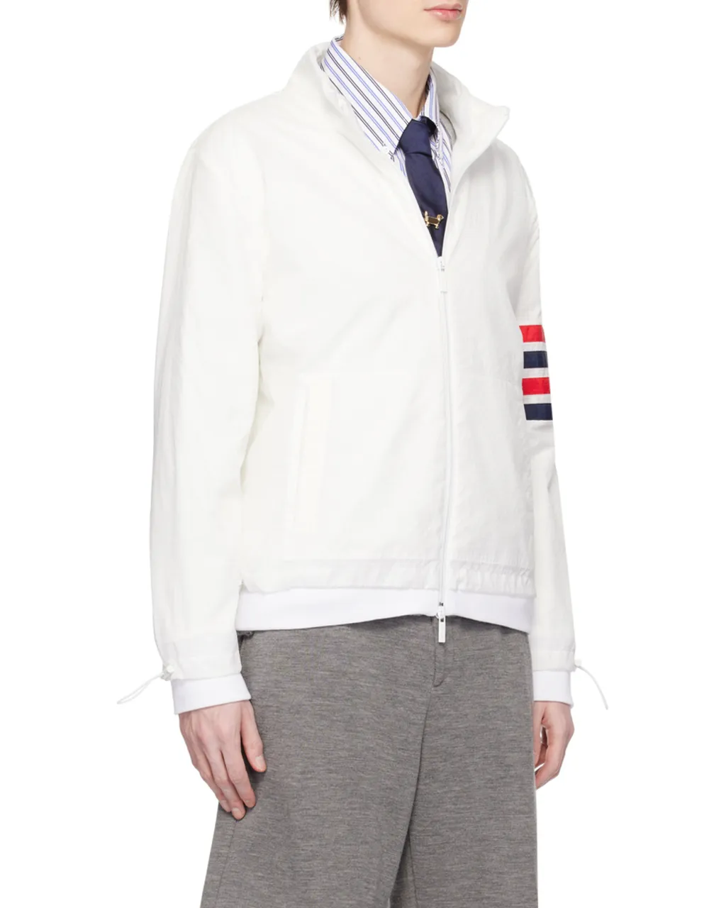 4-Bar Striped Zipped Ripstop Jacket