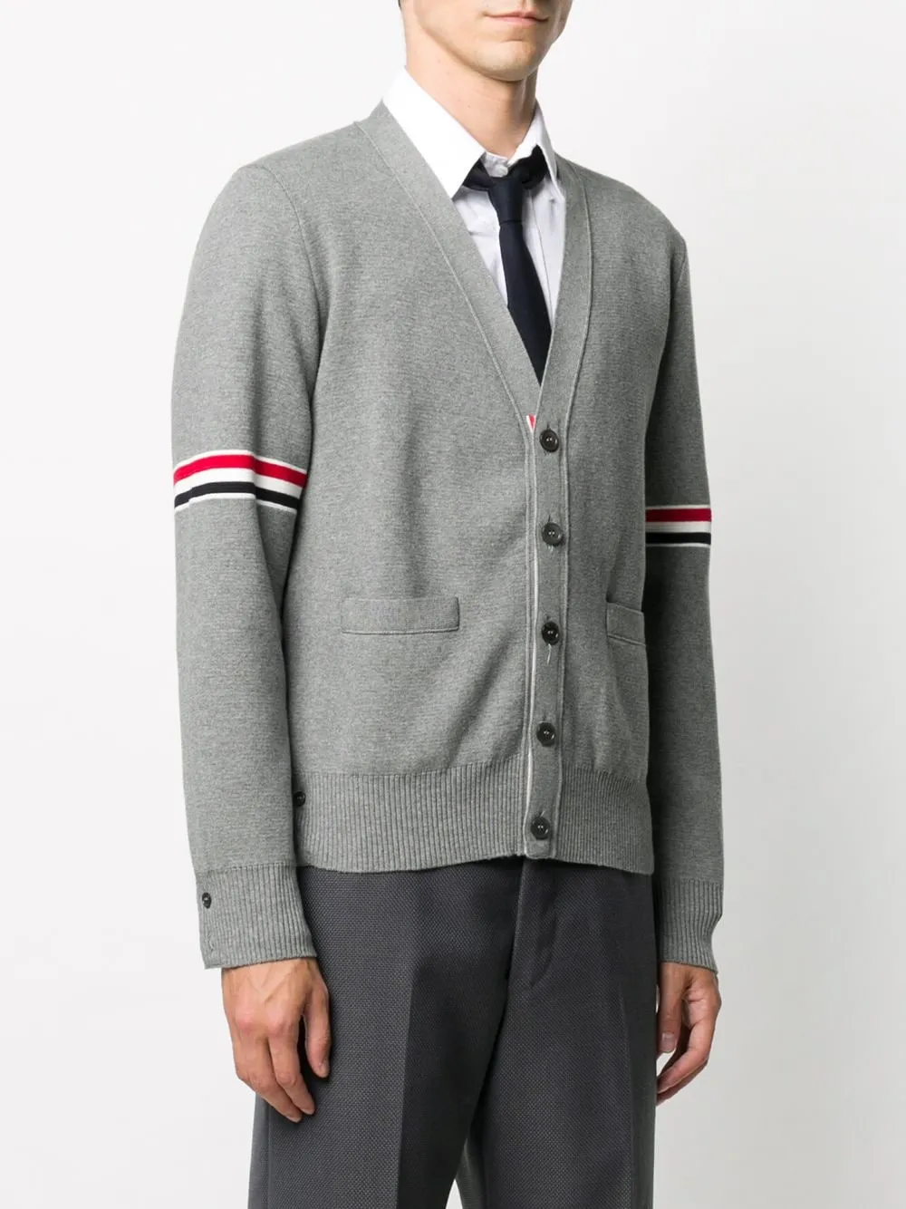 4-Bar Stripe V-Neck Cardigan