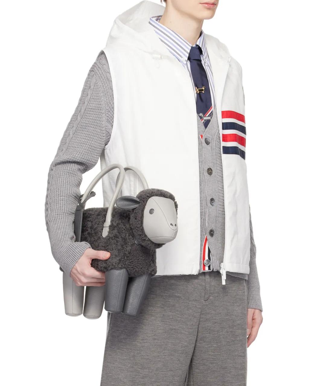 4-Bar Striped Zipped Ripstop Hooded Gilet