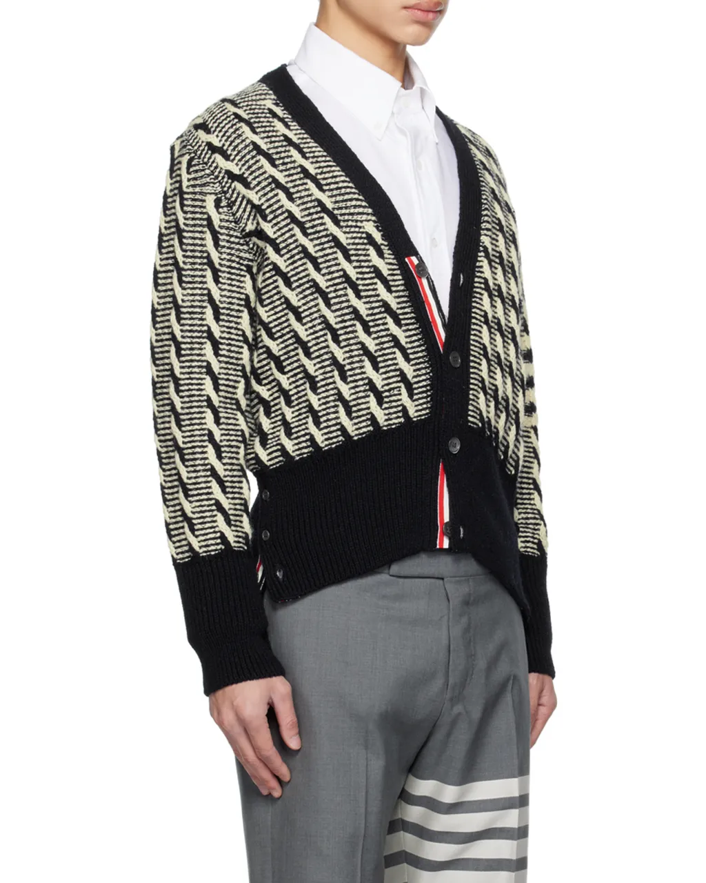 Twist V-Neck Cable-Knit Cardigan