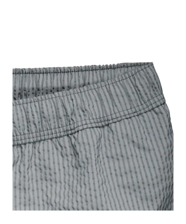 Striped Seersucker-Texture Swim Shorts