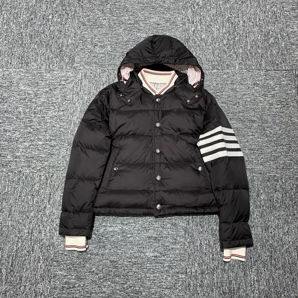 4-Bar Matte Nylon Bomber Hooded Down Jacket
