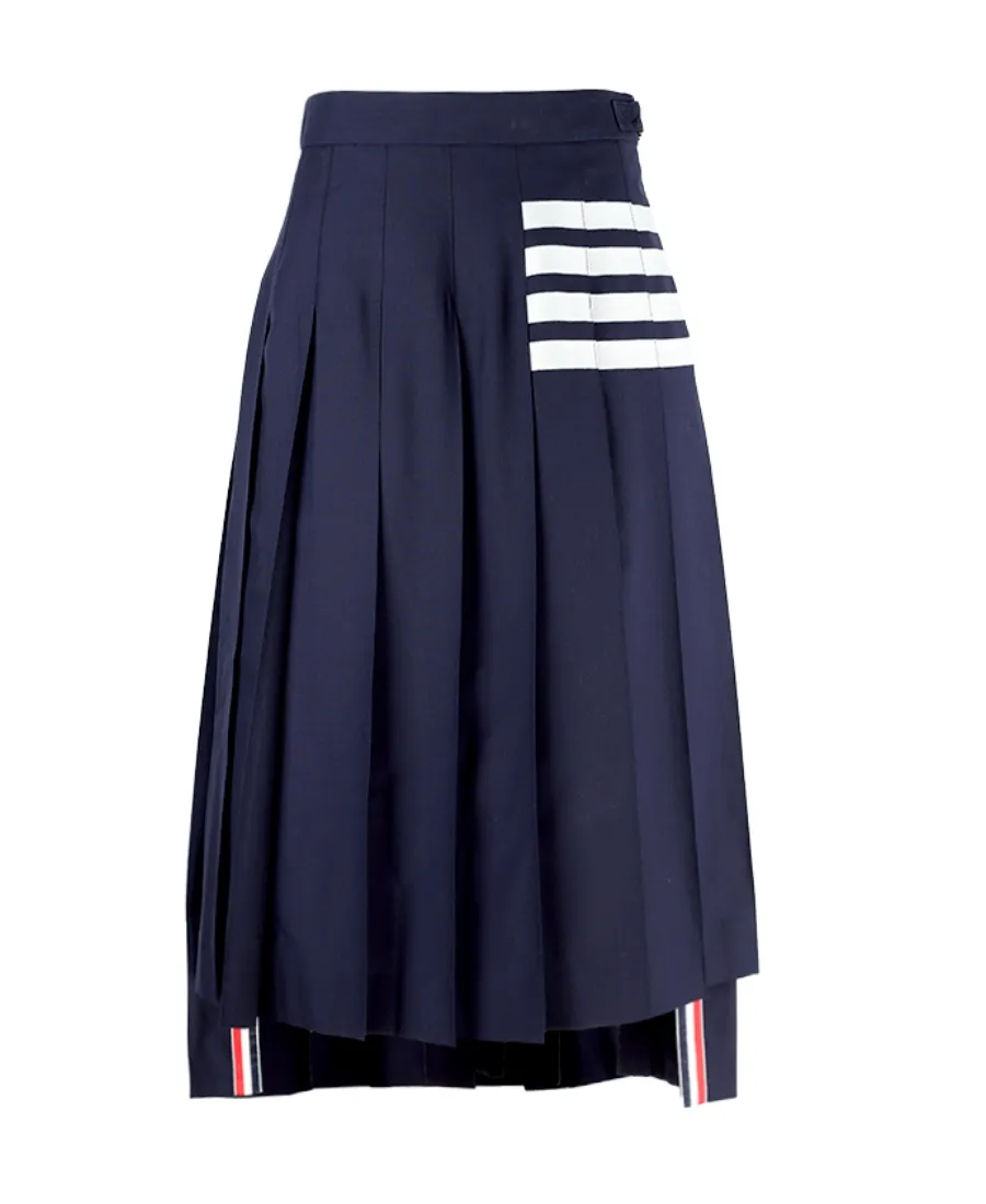 Pleated Asymmetric Midi Skirt