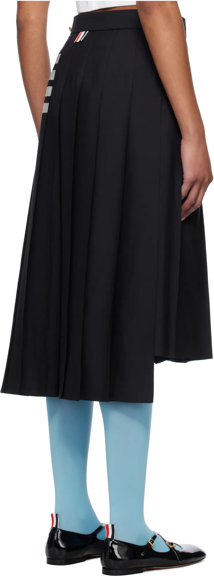 Pleated Asymmetric Midi Skirt