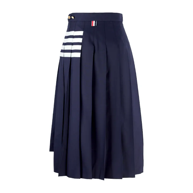 Pleated Asymmetric Midi Skirt