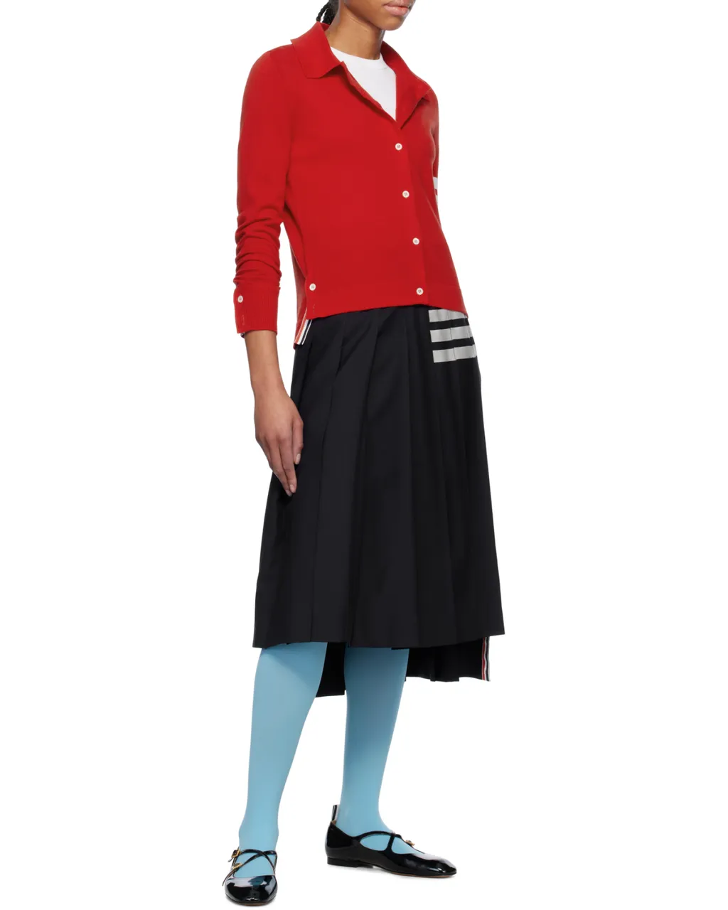 Pleated Asymmetric Midi Skirt