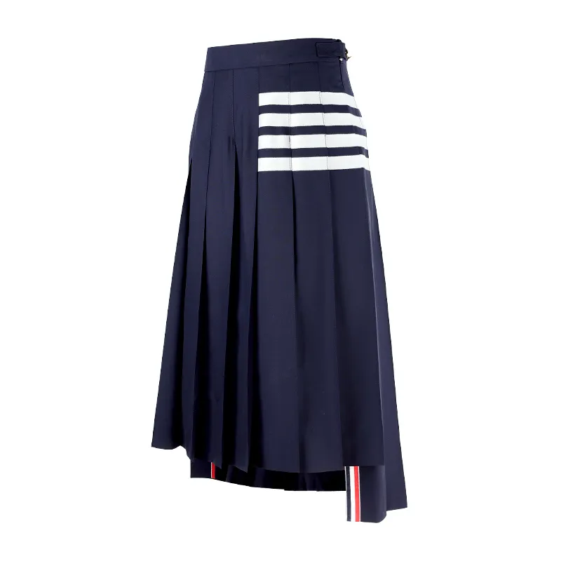 Pleated Asymmetric Midi Skirt