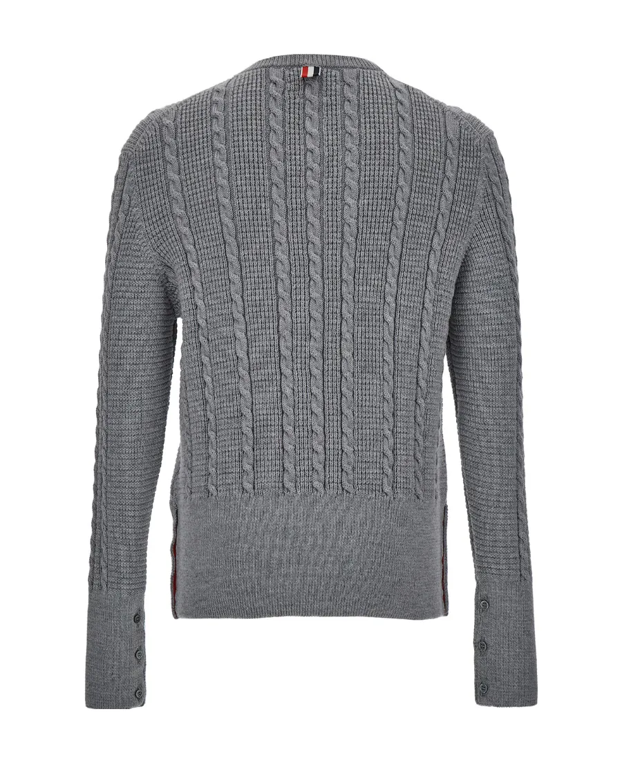 Rwb-Striped Cable-Knitted Crewneck Jumper