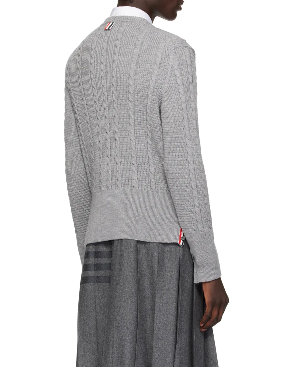 Rwb-Striped Cable-Knitted Crewneck Jumper