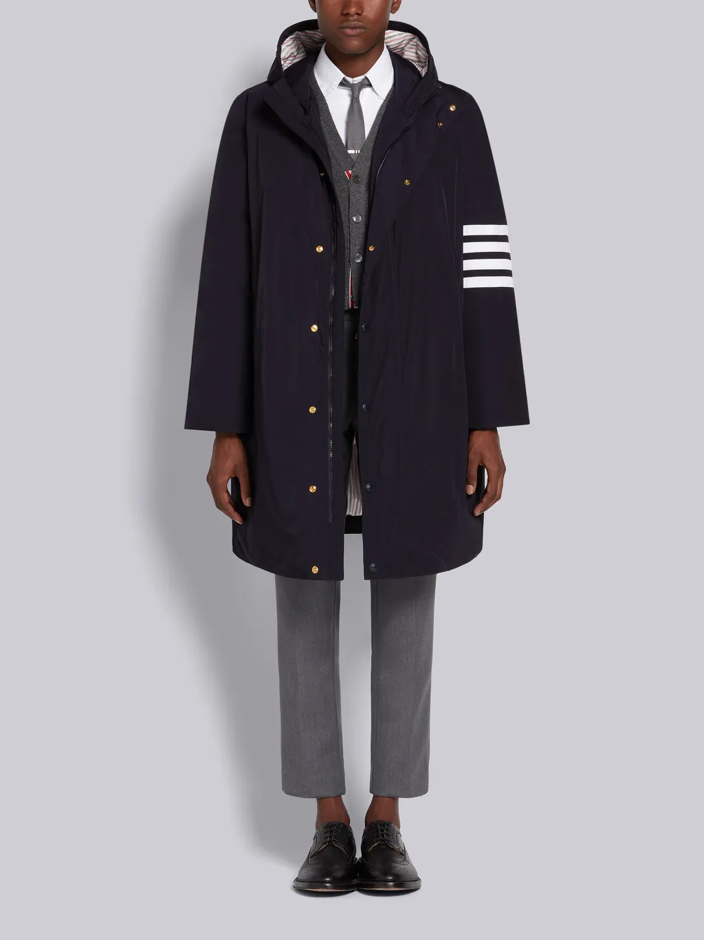 4-Bar Hooded Parka Coat
