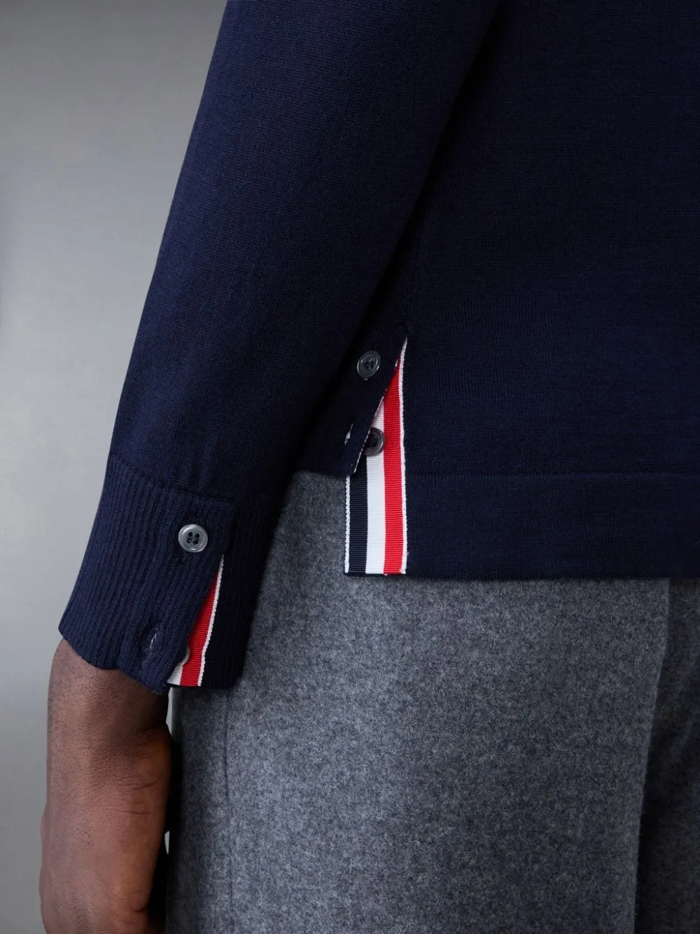 Contrasting Stripe-Trim Knit Cardigan