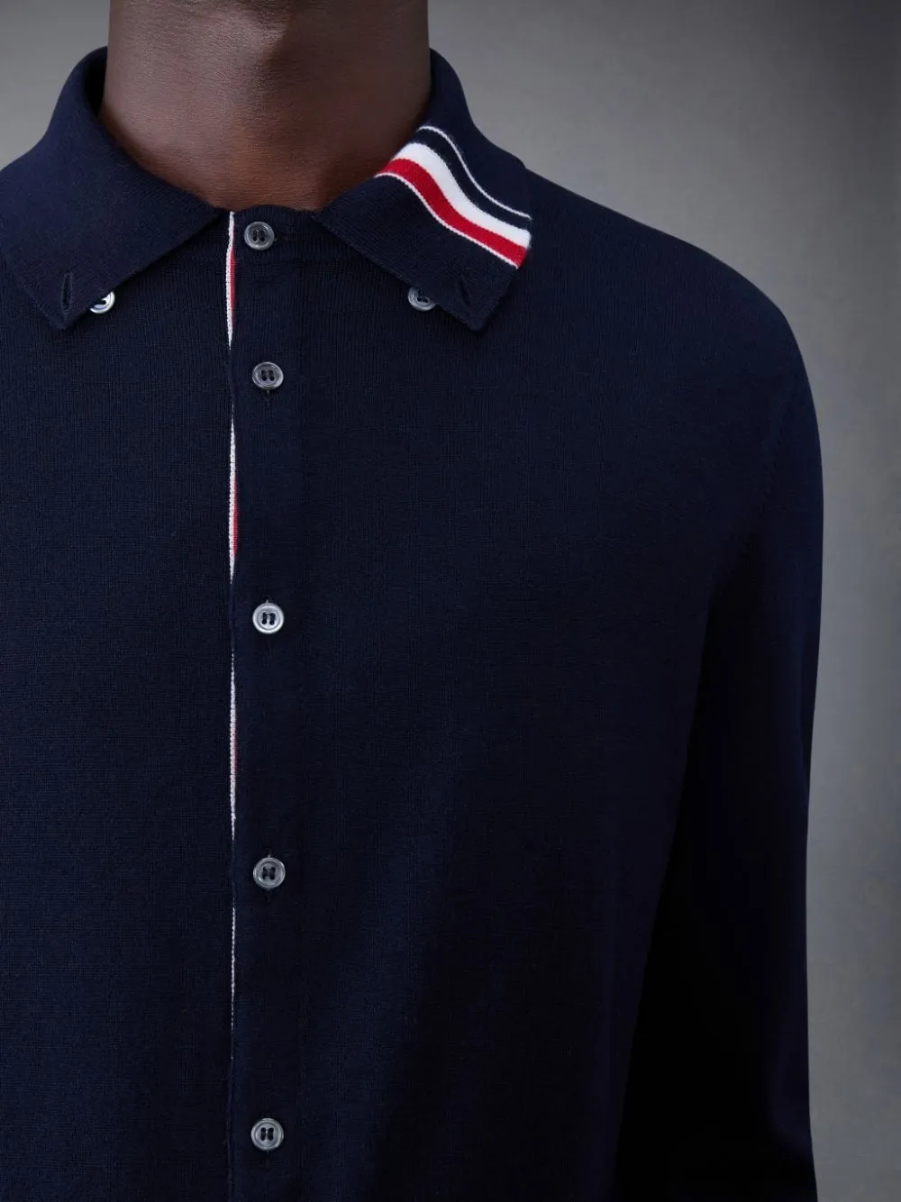 Contrasting Stripe-Trim Knit Cardigan